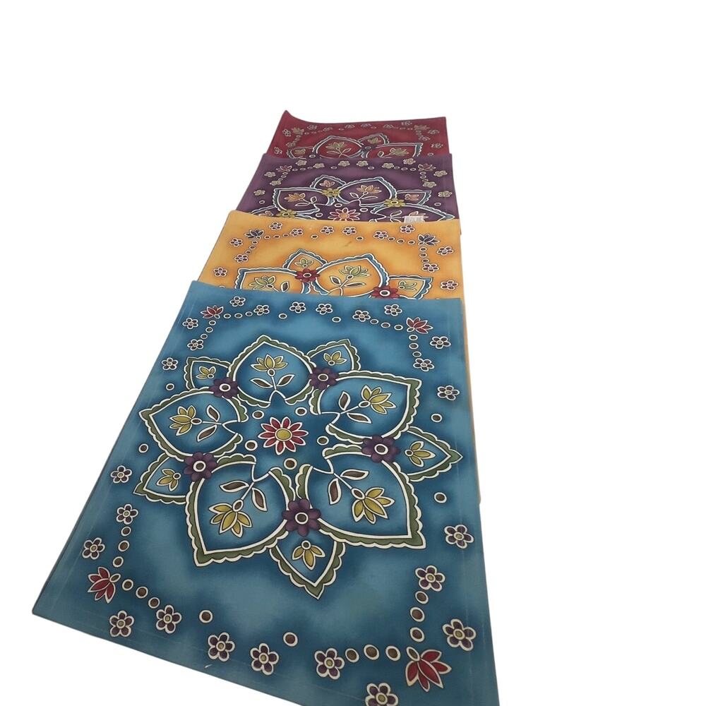 Avon Mystic Flower Placemats Set of 8 Dining Red Purple Blue Yellow 18 x 13